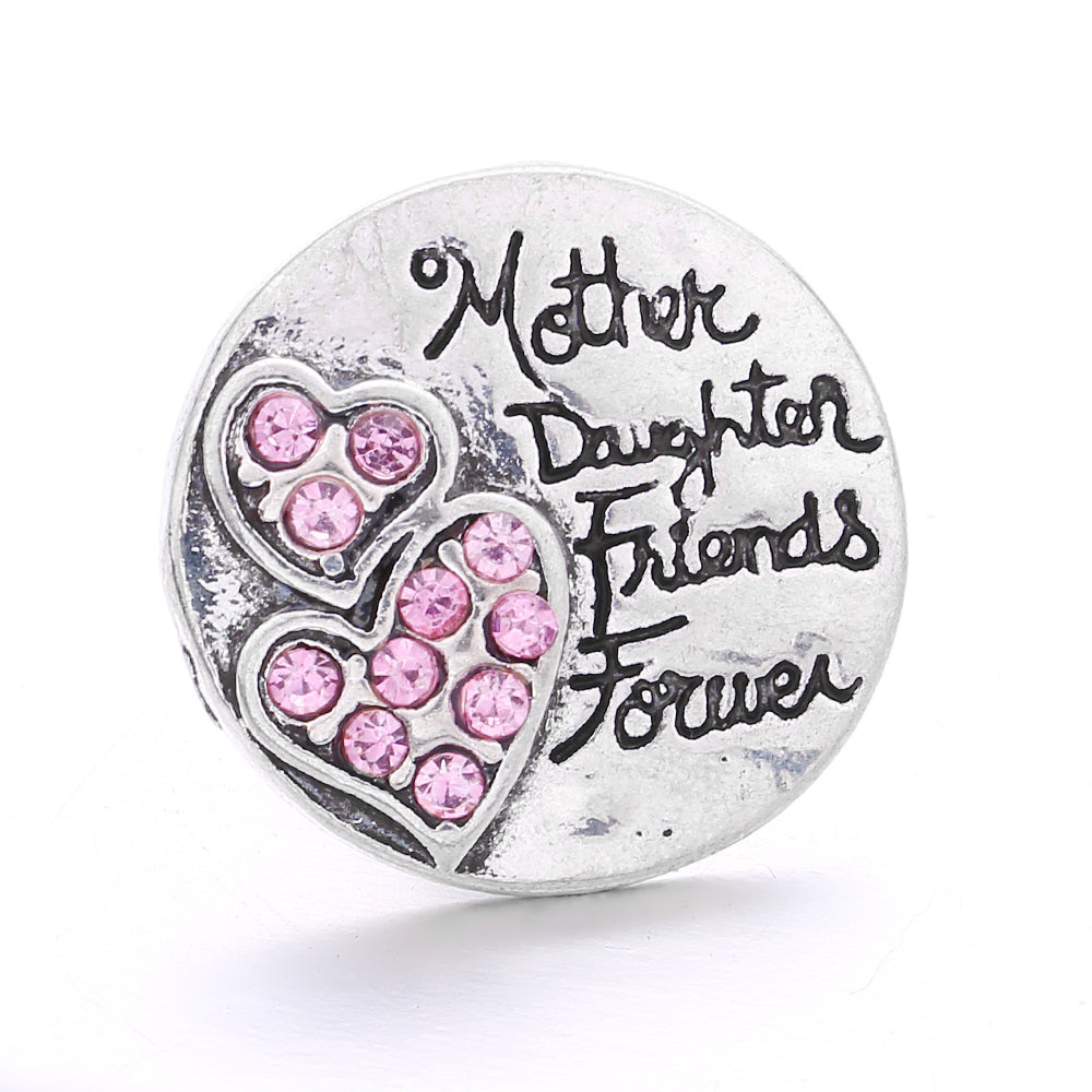 Vintage Pink Rhinestone 18mm Snap Charm | Retro Interchangeable Jewelry Charm