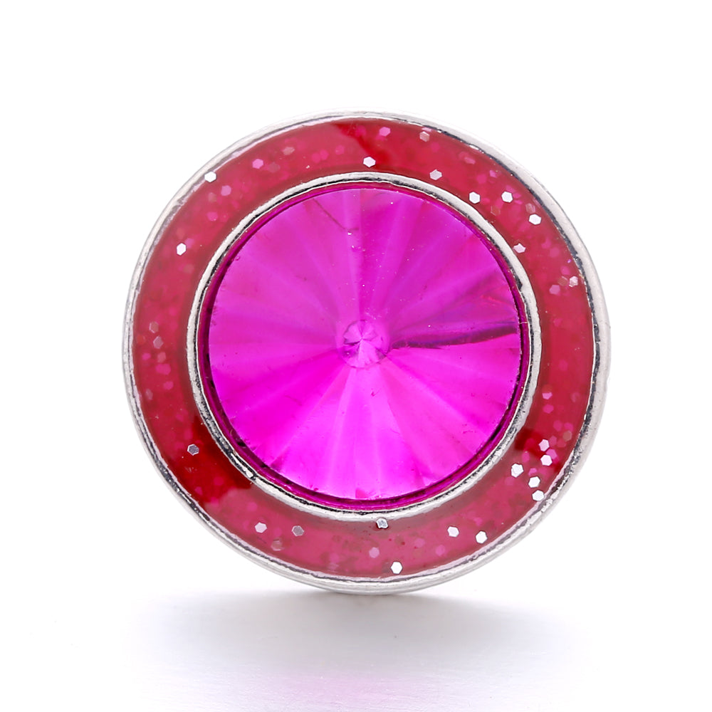 18mm Pink Crystal Snap Charm | Replaceable Rhinestone Charm Collection