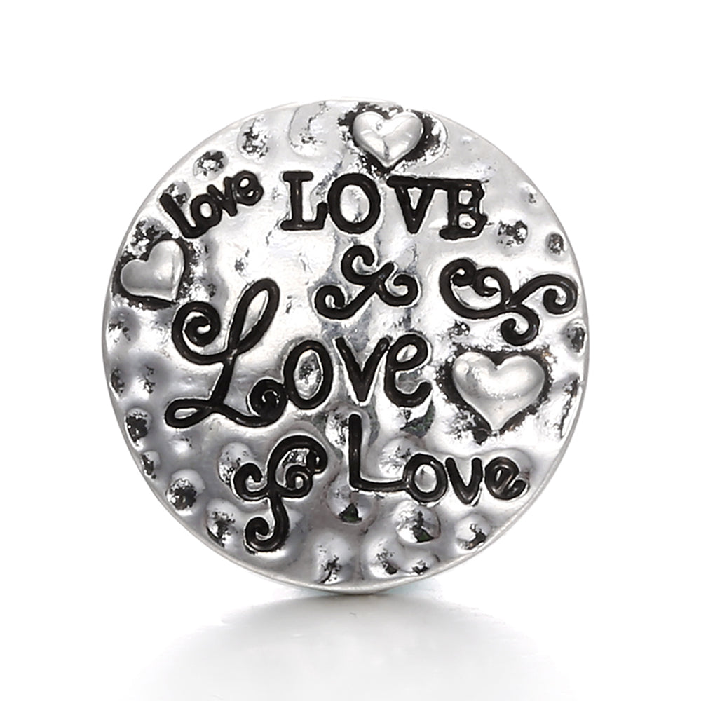 Vintage Antique Silver Snap Charms 18mm Multi‑Design Interchangeable Snap Buttons