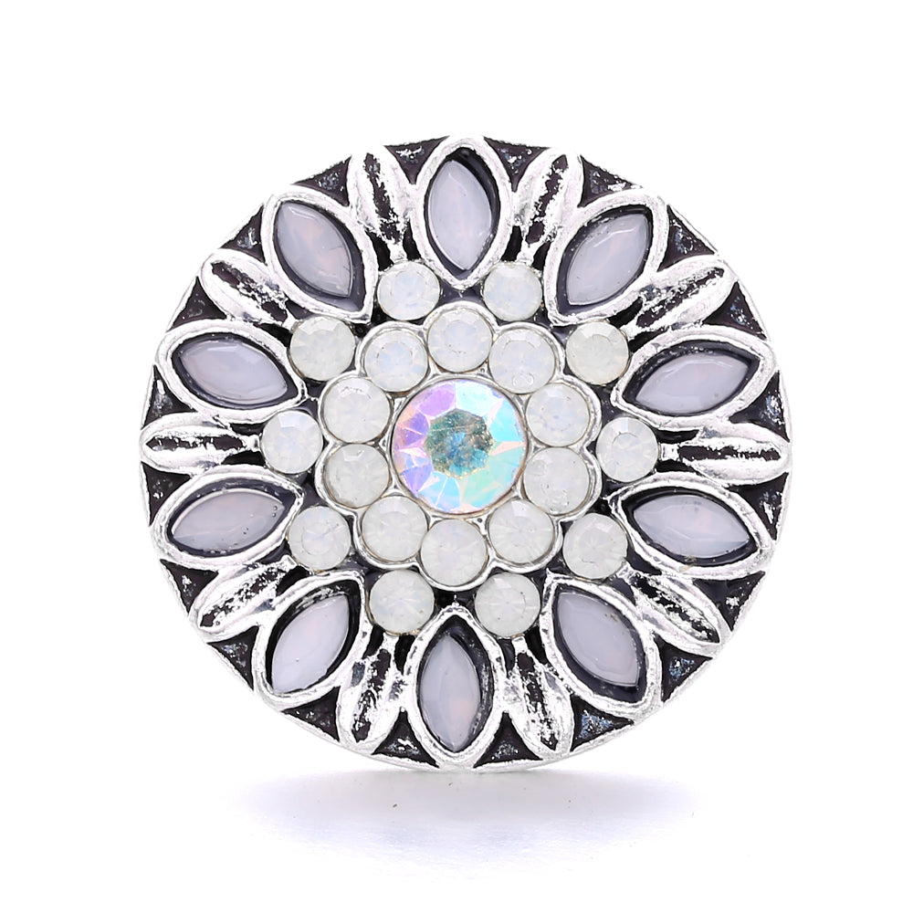 18mm Snap Button Interchangeable Charms Shifting Color Shiny Rhinestone Zinc Alloy Charms