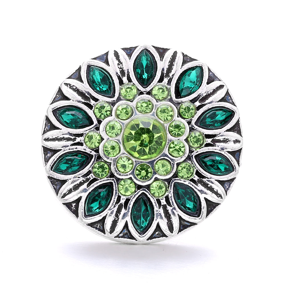 18mm Emerald Green Rhinestone Snap Button Charm | Interchangeable Charm for Bracelet & Necklace