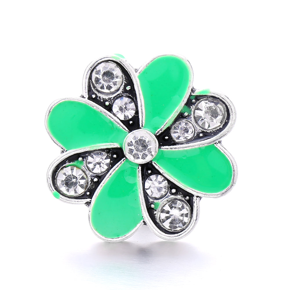 18mm Emerald Green Rhinestone Snap Button Charm | Interchangeable Charm for Bracelet & Necklace