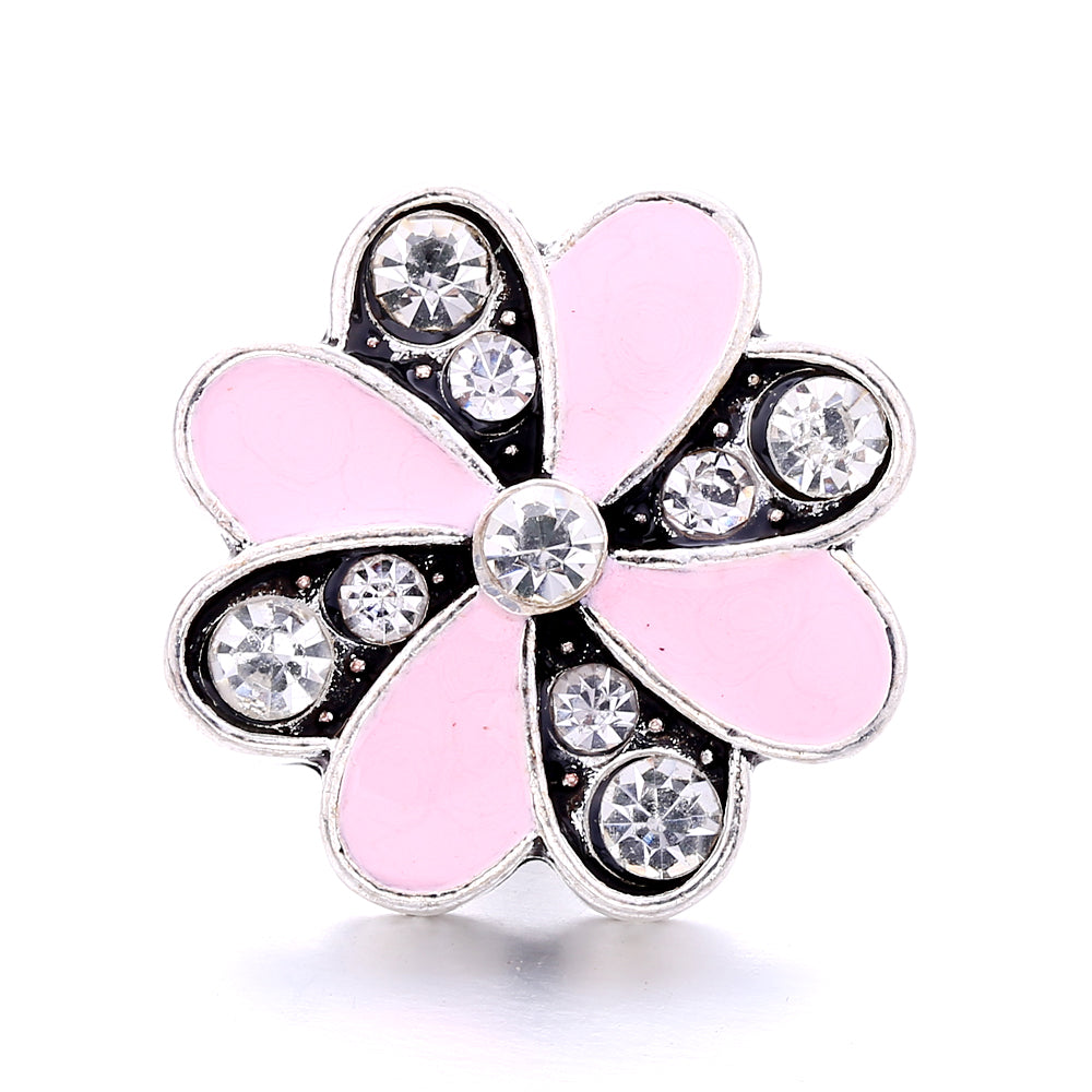 Vintage Pink Rhinestone 18mm Snap Charm | Retro Interchangeable Jewelry Charm