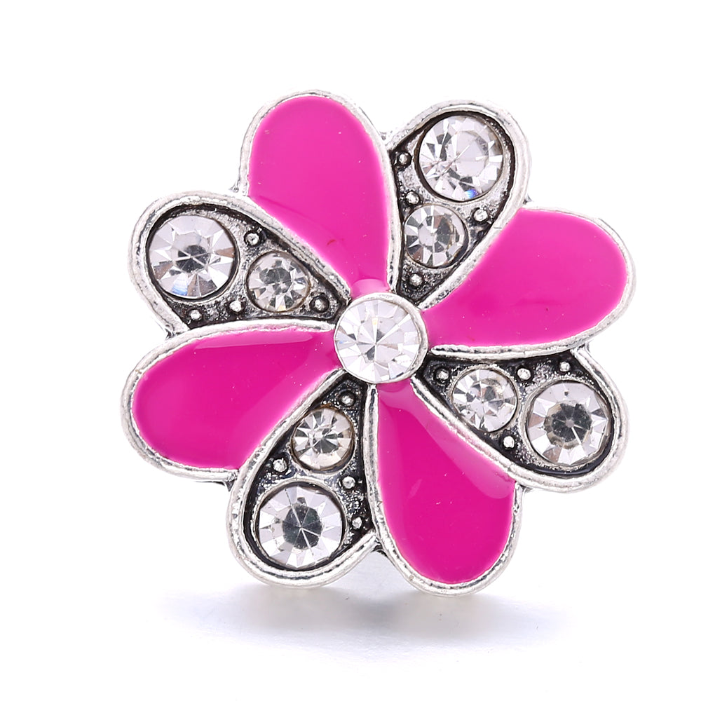 18mm Pink Crystal Snap Charm | Replaceable Rhinestone Charm Collection