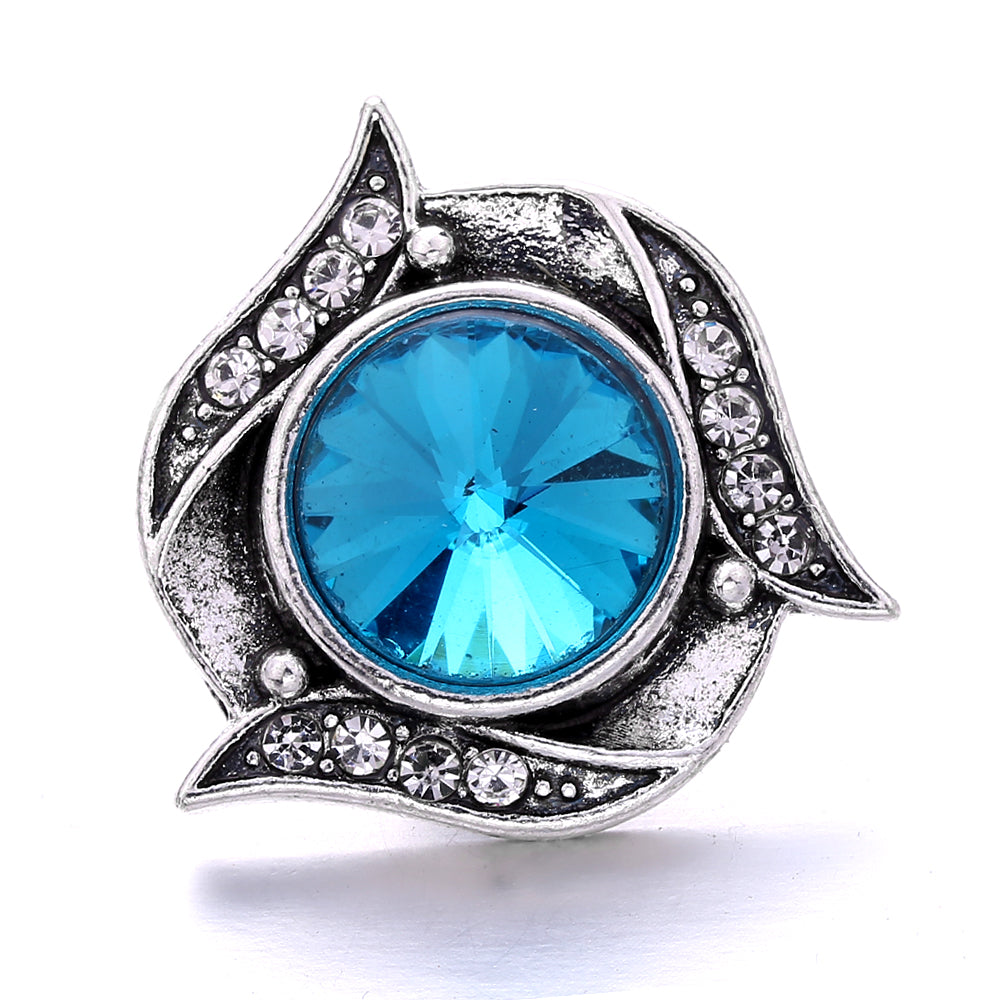18mm Sea Life Rhinestone Snap Charm | Interchangeable Blue Crystal Charm