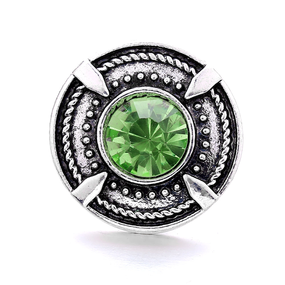 18mm Emerald Green Rhinestone Snap Button Charm | Interchangeable Charm for Bracelet & Necklace