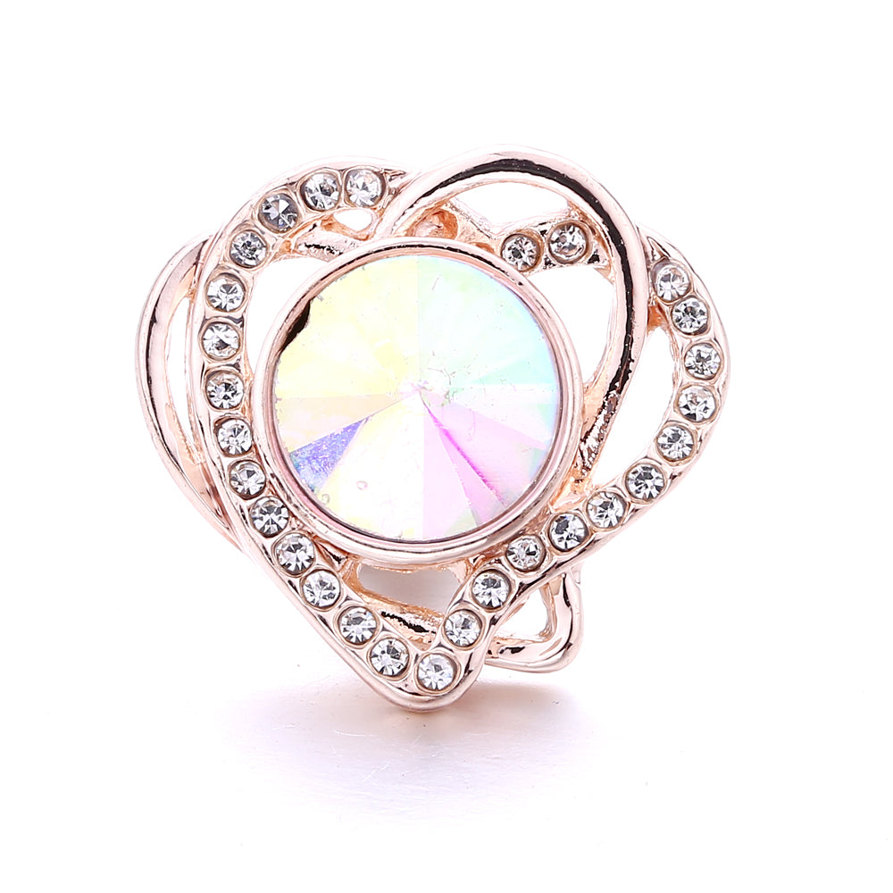 18mm Snap Button Interchangeable Charms Shifting Color Shiny Rhinestone Zinc Alloy Charms