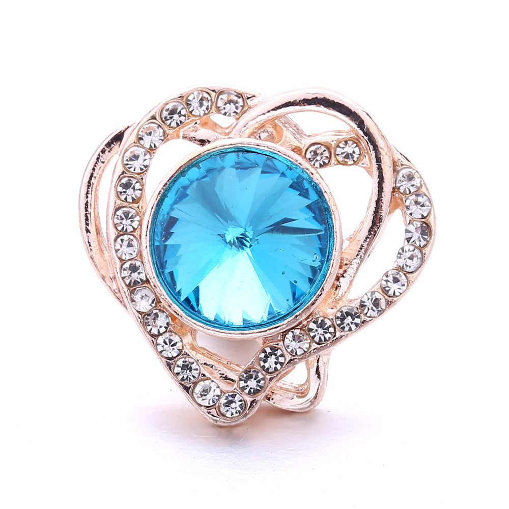 18mm Sea Life Rhinestone Snap Charm | Interchangeable Blue Crystal Charm