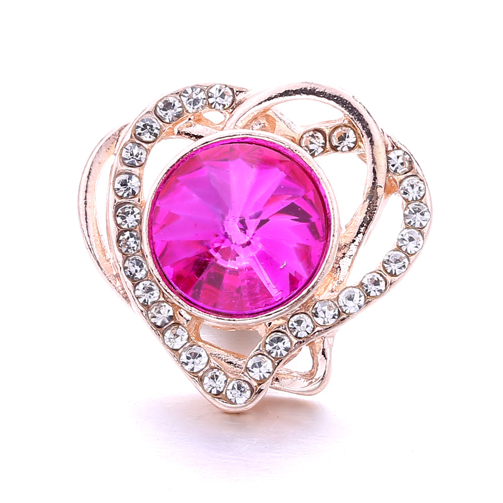 18mm Pink Crystal Snap Charm | Replaceable Rhinestone Charm Collection