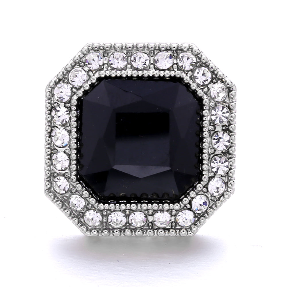 Black Rhinestone Snap Charms for DIY Jewelry