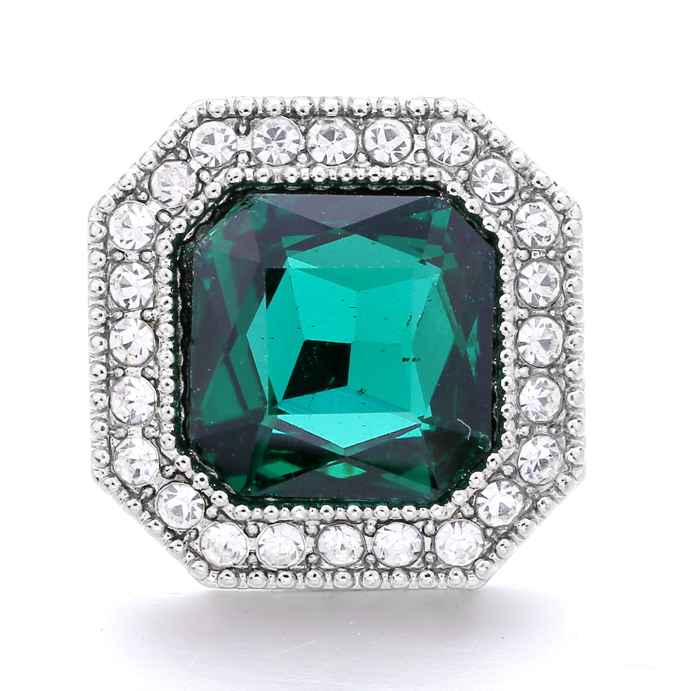18mm Emerald Green Rhinestone Snap Button Charm | Interchangeable Charm for Bracelet & Necklace