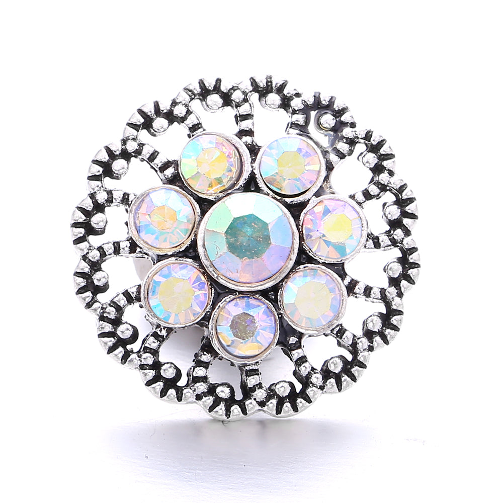18mm Snap Button Interchangeable Charms Shifting Color Shiny Rhinestone Zinc Alloy Charms