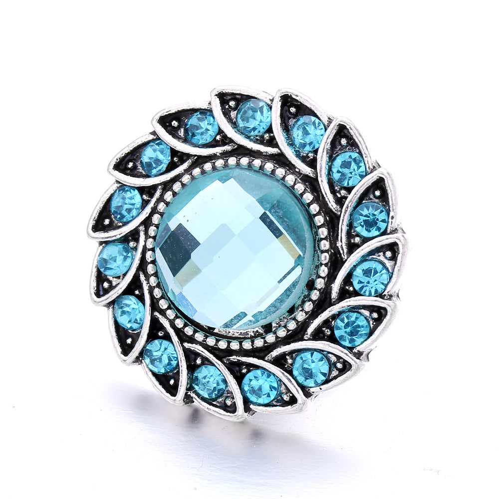 18mm Sea Life Rhinestone Snap Charm | Interchangeable Blue Crystal Charm