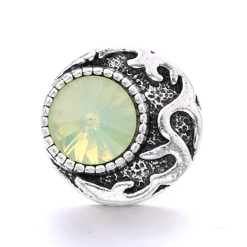 18mm Emerald Green Rhinestone Snap Button Charm | Interchangeable Charm for Bracelet & Necklace