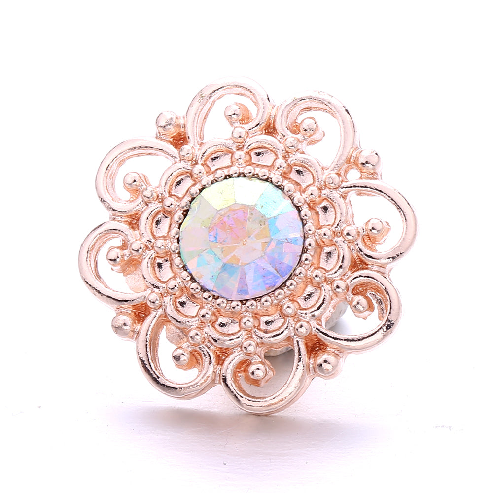 18mm Snap Button Interchangeable Charms Shifting Color Shiny Rhinestone Zinc Alloy Charms
