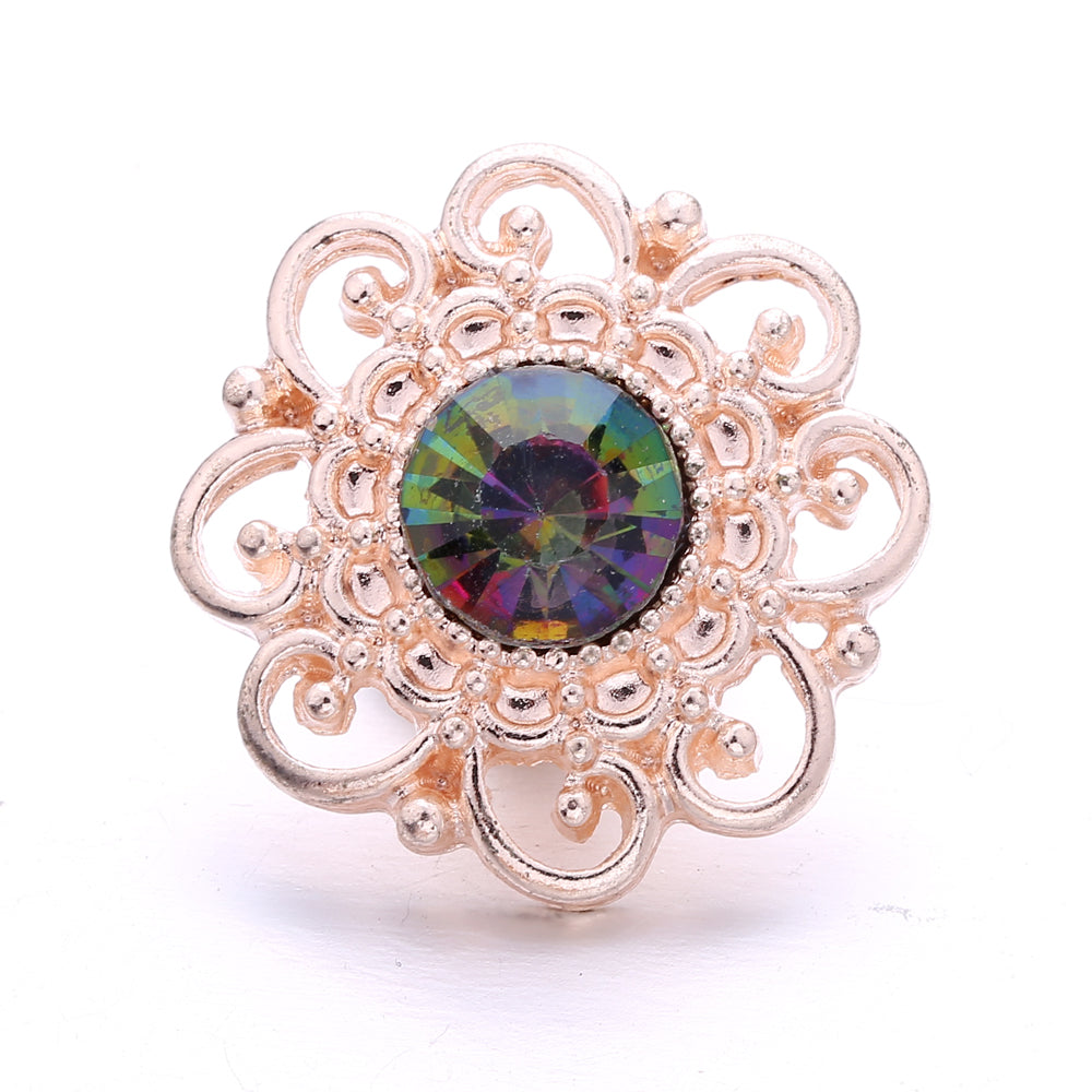 18mm Emerald Green Rhinestone Snap Button Charm | Interchangeable Charm for Bracelet & Necklace