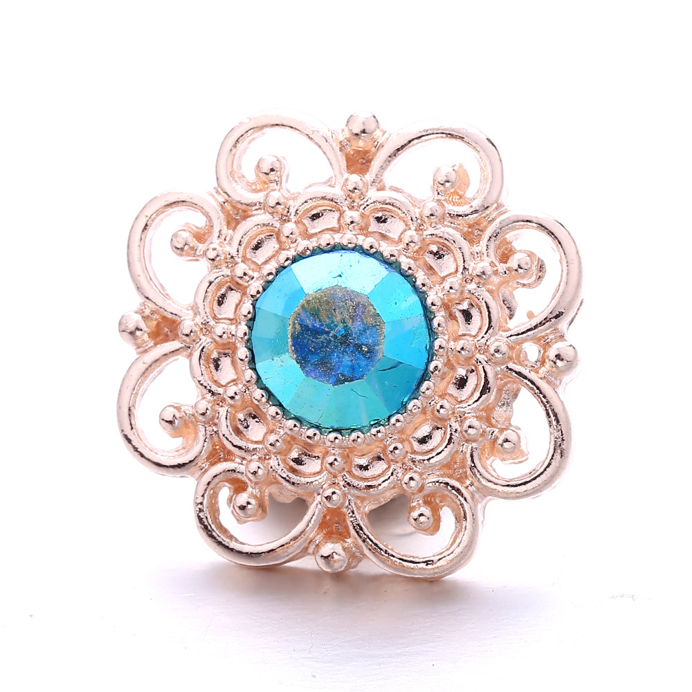 18mm Sea Life Rhinestone Snap Charm | Interchangeable Blue Crystal Charm