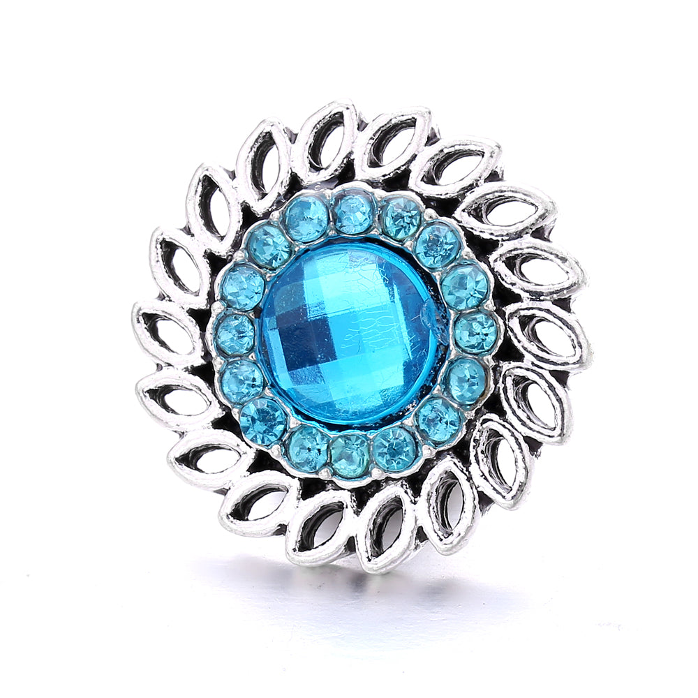 18mm Sea Life Rhinestone Snap Charm | Interchangeable Blue Crystal Charm