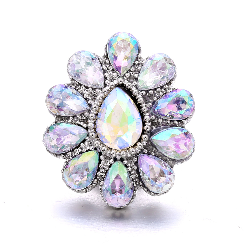 18mm Snap Button Interchangeable Charms Shifting Color Shiny Rhinestone Zinc Alloy Charms