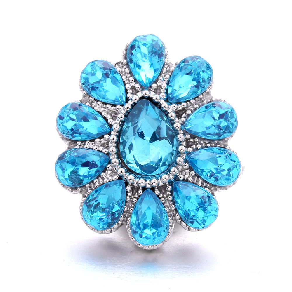 18mm Sea Life Rhinestone Snap Charm | Interchangeable Blue Crystal Charm