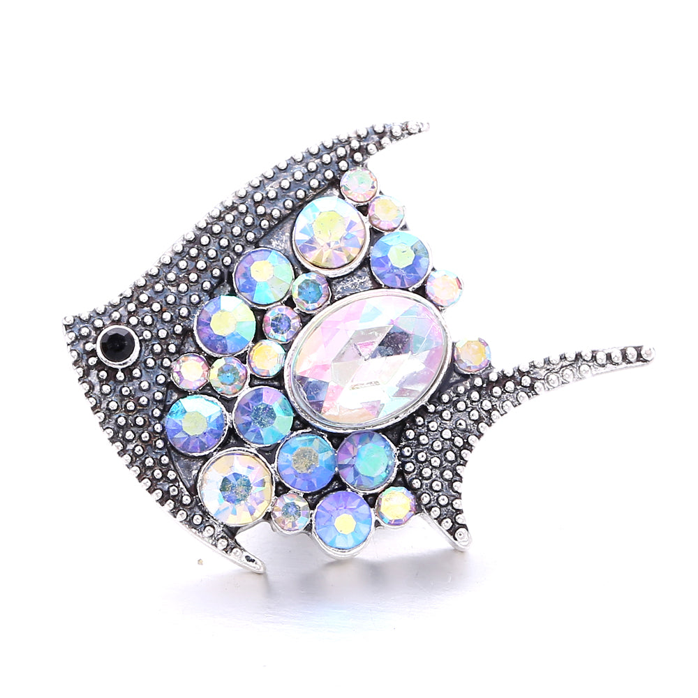 18mm Snap Button Interchangeable Charms Shifting Color Shiny Rhinestone Zinc Alloy Charms