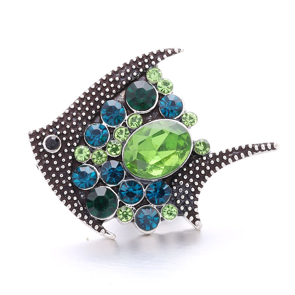 18mm Emerald Green Rhinestone Snap Button Charm | Interchangeable Charm for Bracelet & Necklace