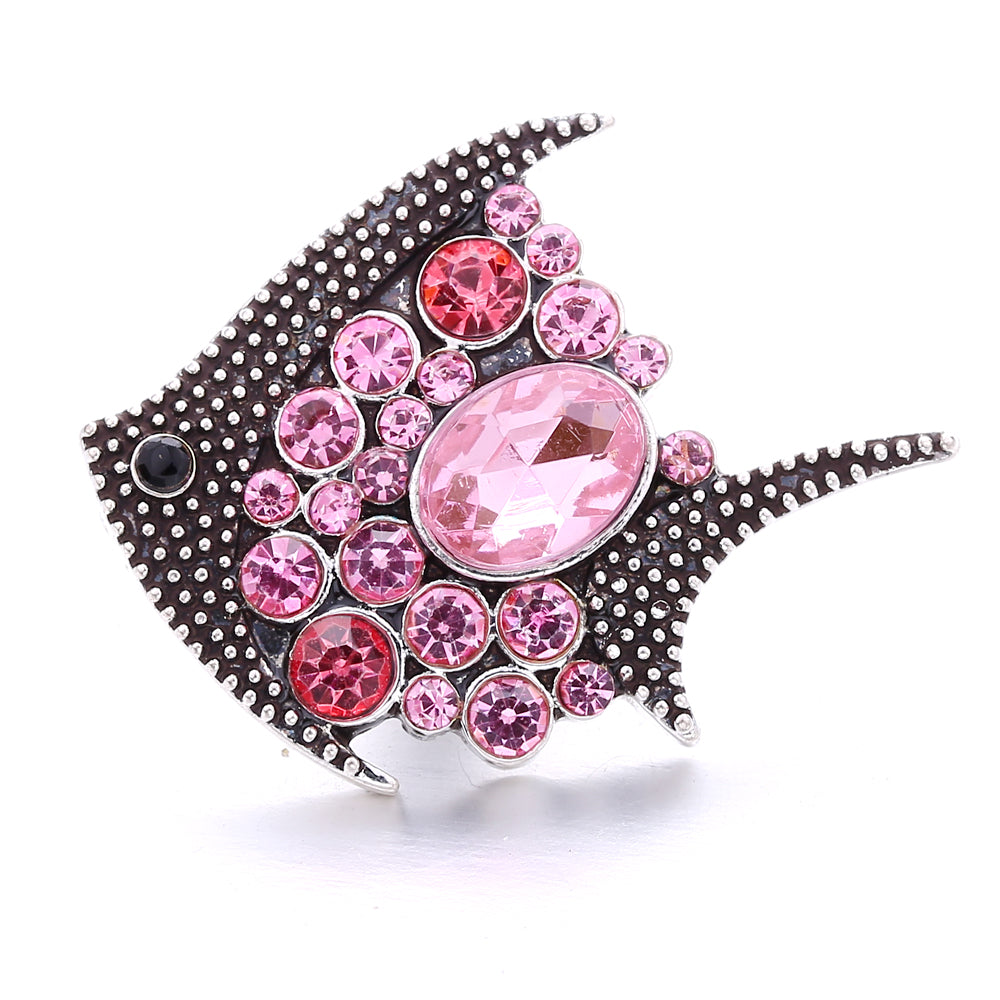 18mm Pink Rhinestone Snap Charms Collection | Floral Crystal Interchangeable Charms