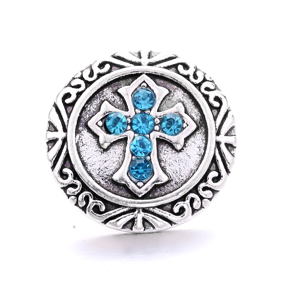 18mm Sea Life Rhinestone Snap Charm | Interchangeable Blue Crystal Charm