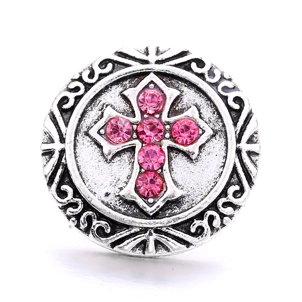 18mm Pink Crystal Snap Charm | Replaceable Rhinestone Charm Collection