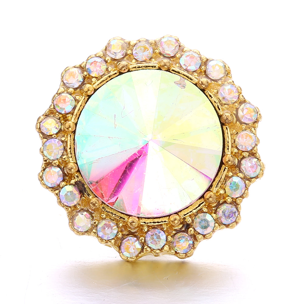 18mm Snap Button Interchangeable Charms Shifting Color Shiny Rhinestone Zinc Alloy Charms