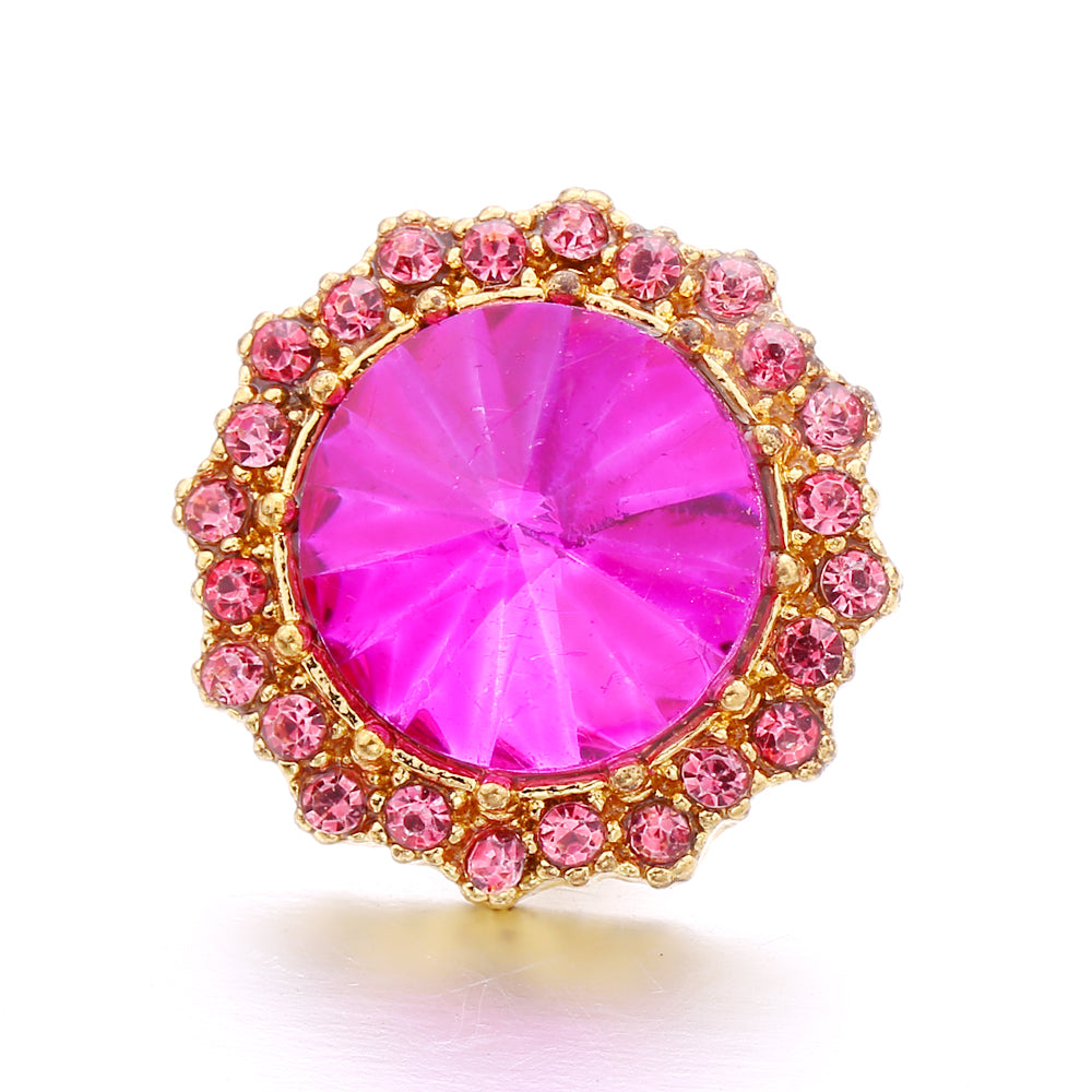 18mm Pink Crystal Snap Charm | Replaceable Rhinestone Charm Collection
