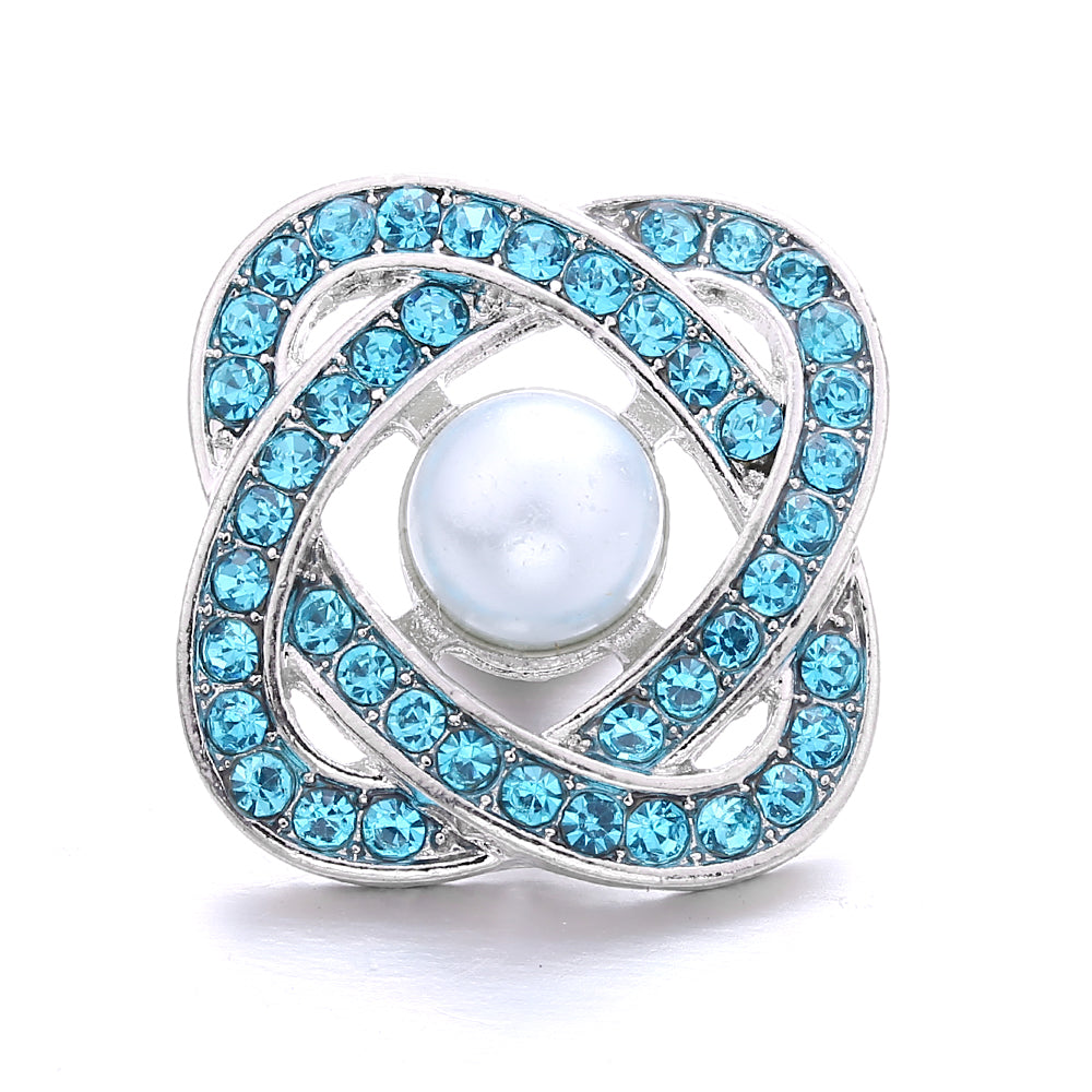 18mm Sea Life Rhinestone Snap Charm | Interchangeable Blue Crystal Charm
