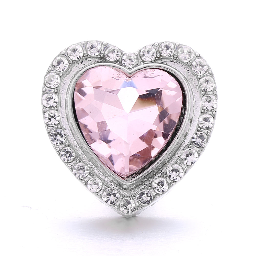 18mm Pink Rhinestone Snap Charms Collection | Floral Crystal Interchangeable Charms