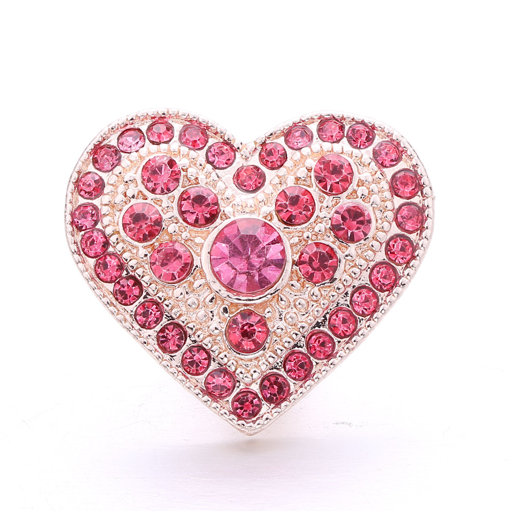 18mm Pink Crystal Snap Charm | Replaceable Rhinestone Charm Collection
