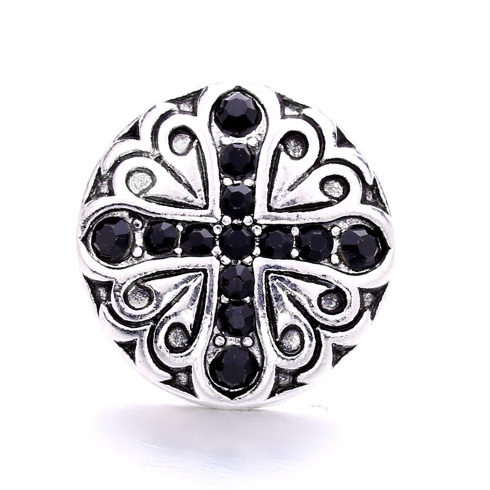 Black Rhinestone Snap Charms for DIY Jewelry