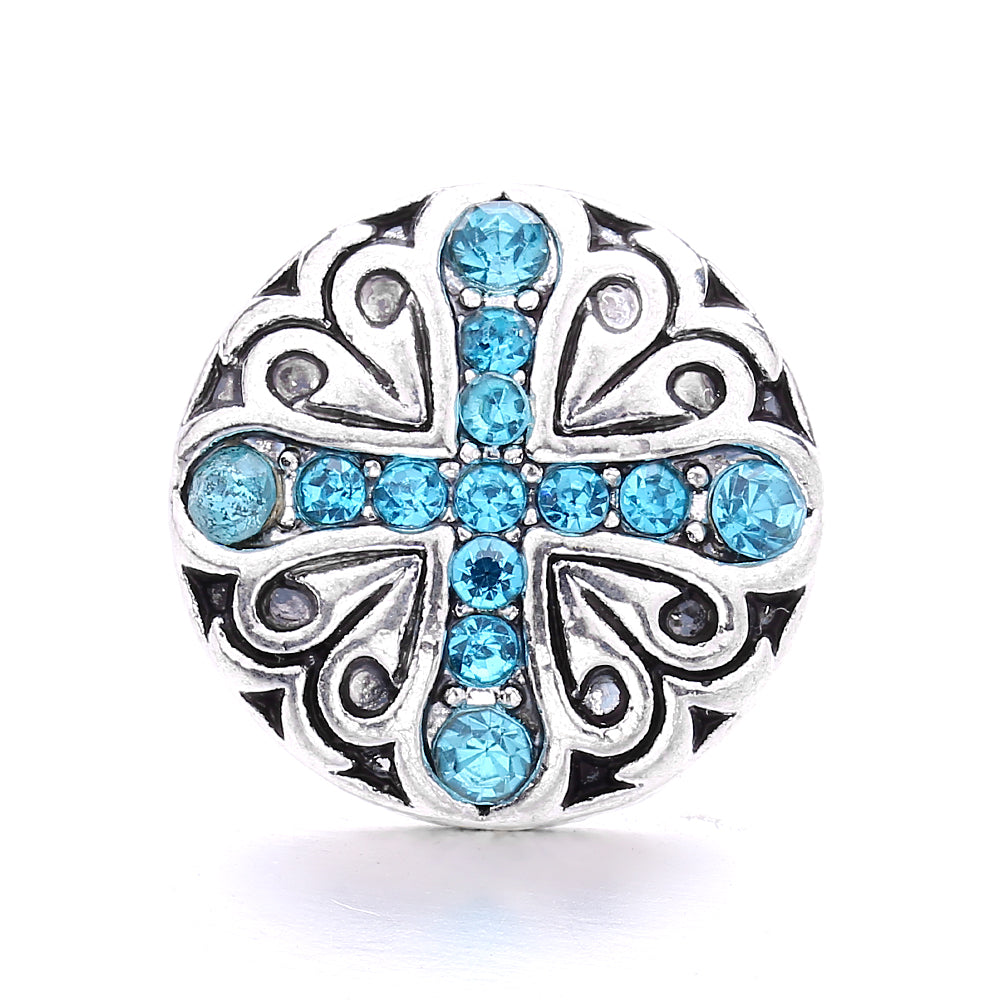 18mm Sea Life Rhinestone Snap Charm | Interchangeable Blue Crystal Charm