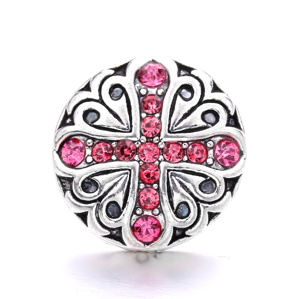 18mm Pink Crystal Snap Charm | Replaceable Rhinestone Charm Collection
