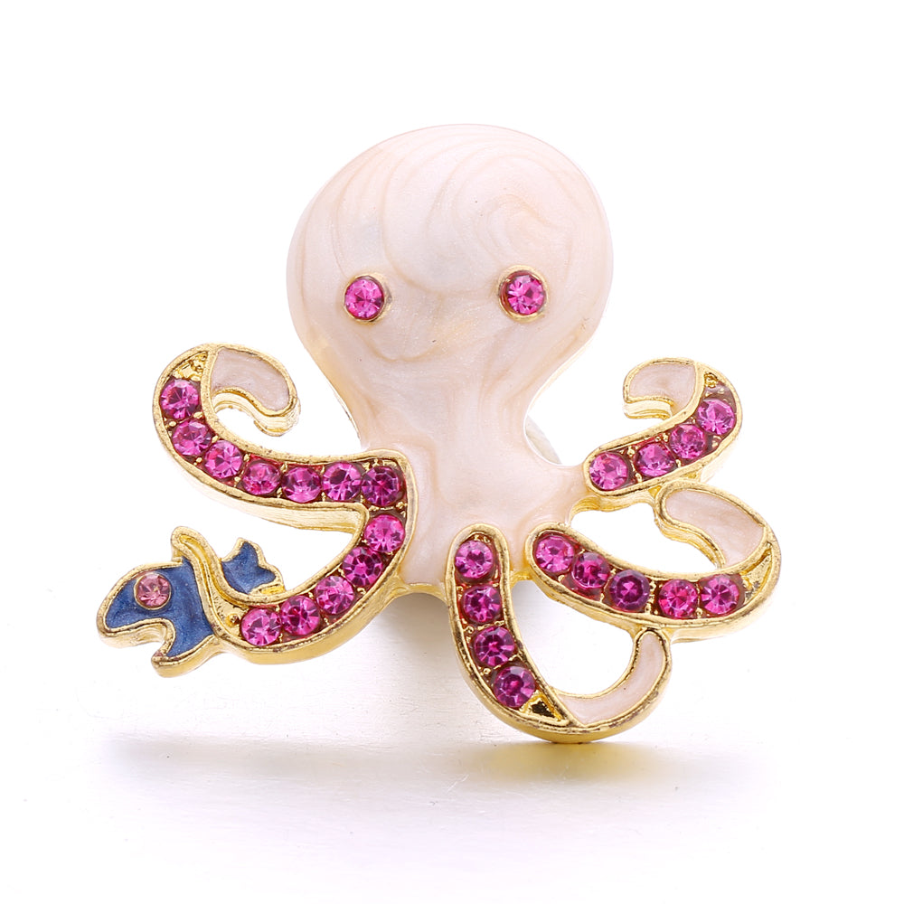 18mm Pink Rhinestone Snap Charms Collection | Floral Crystal Interchangeable Charms