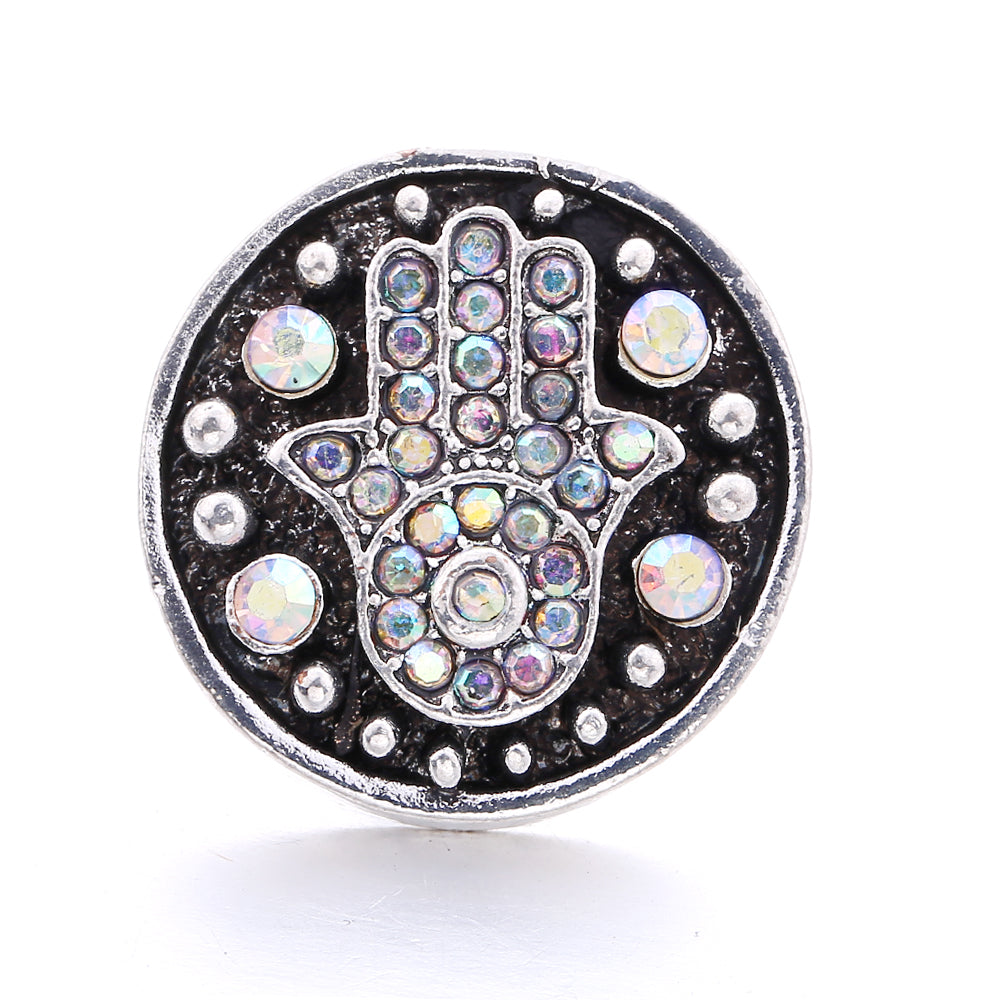 18mm Snap Button Interchangeable Charms Shifting Color Shiny Rhinestone Zinc Alloy Charms