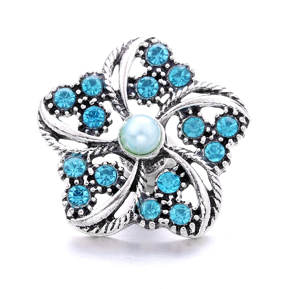 18mm Sea Life Rhinestone Snap Charm | Interchangeable Blue Crystal Charm