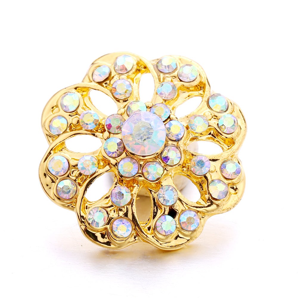 18mm Snap Button Interchangeable Charms Shifting Color Shiny Rhinestone Zinc Alloy Charms