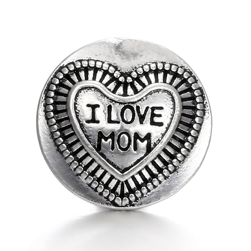 Vintage Antique Silver Snap Charms 18mm Multi‑Design Interchangeable Snap Buttons