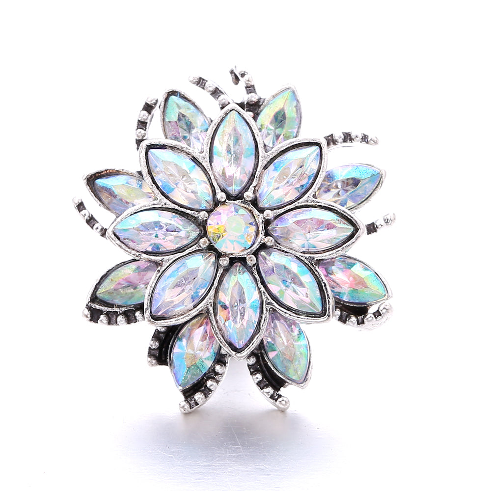 18mm Snap Button Interchangeable Charms Shifting Color Shiny Rhinestone Zinc Alloy Charms