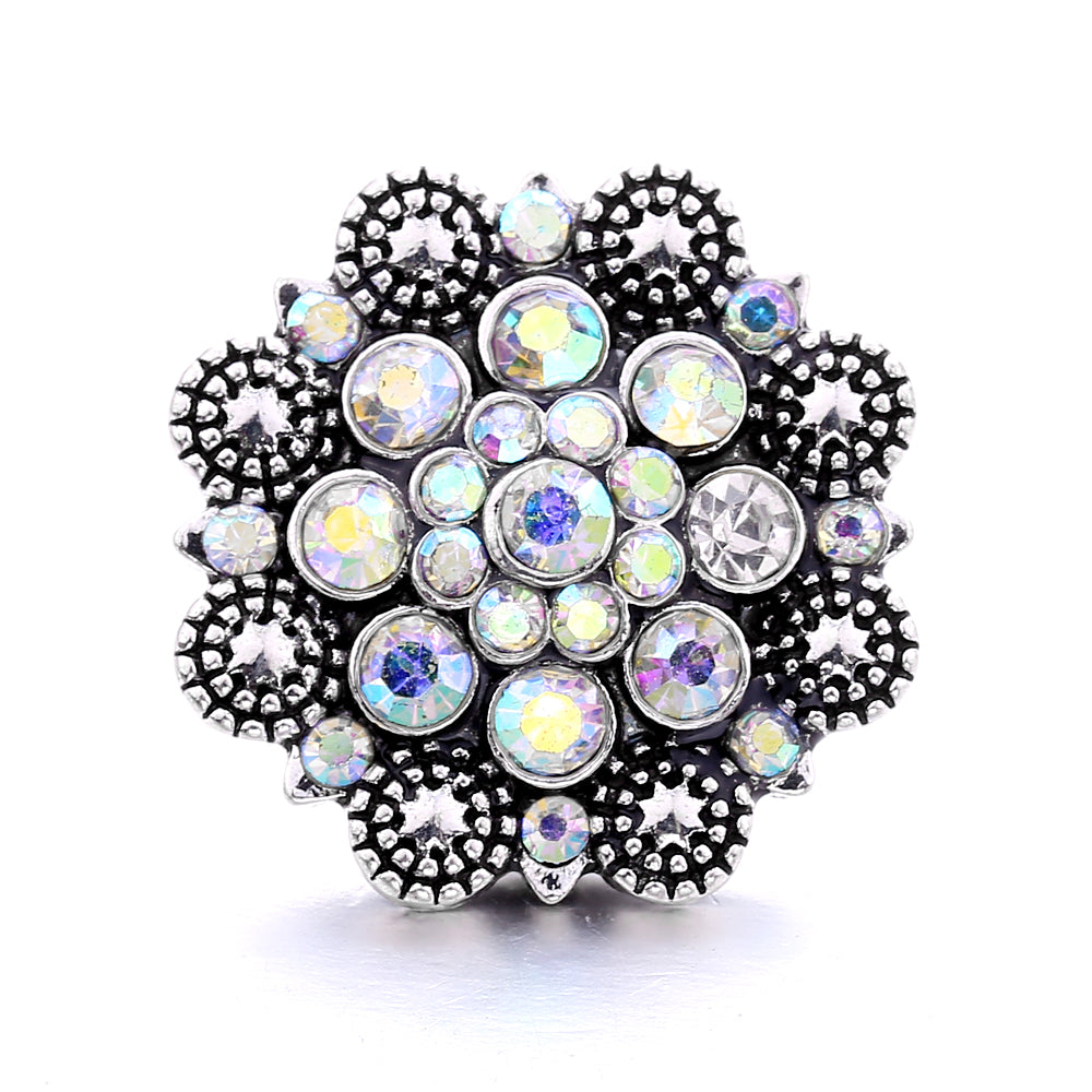 18mm Snap Button Interchangeable Charms Shifting Color Shiny Rhinestone Zinc Alloy Charms