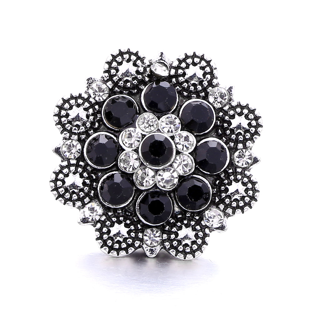 Black Rhinestone Snap Charms for DIY Jewelry