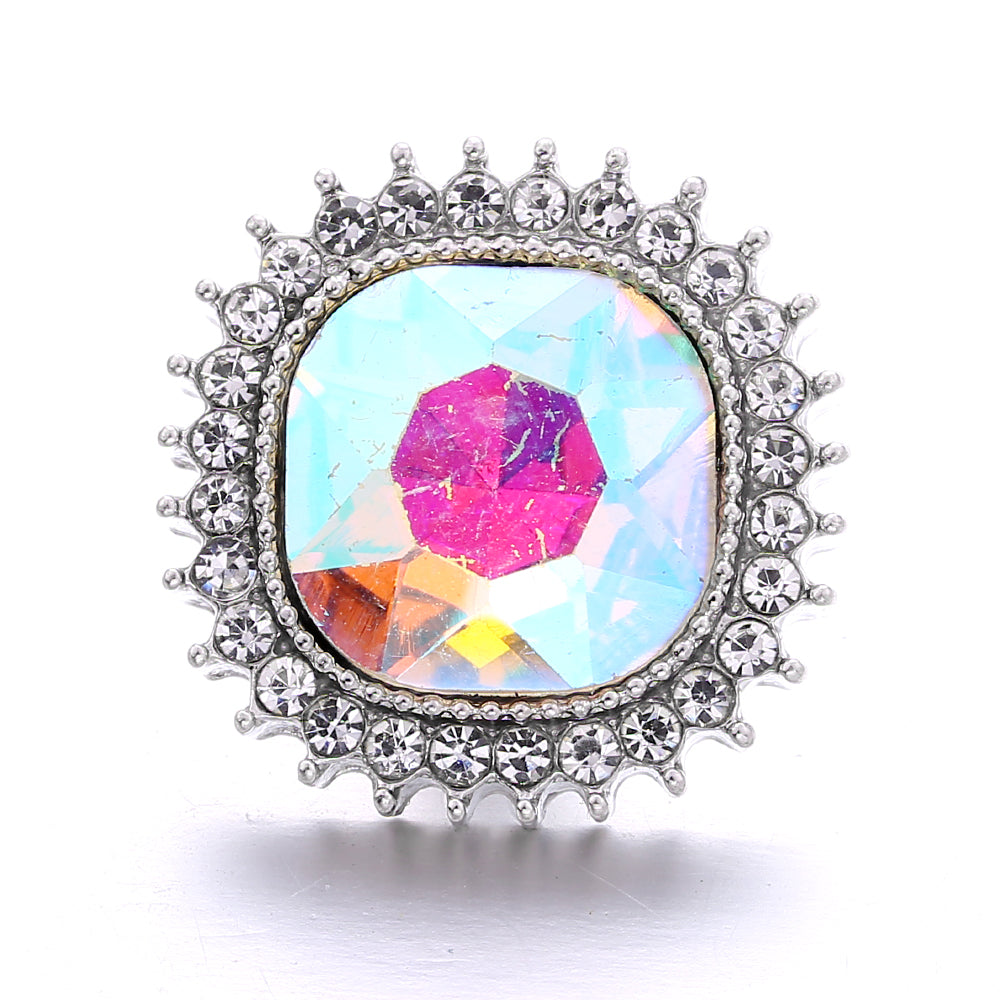 18mm Snap Button Interchangeable Charms Shifting Color Shiny Rhinestone Zinc Alloy Charms