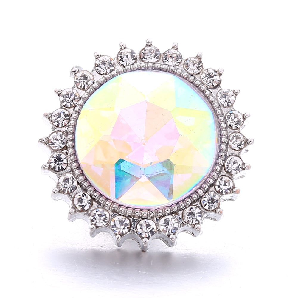 18mm Snap Button Interchangeable Charms Shifting Color Shiny Rhinestone Zinc Alloy Charms