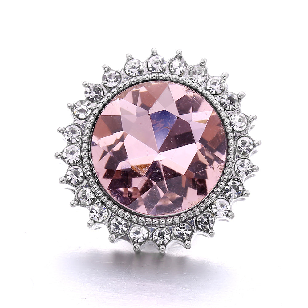 18mm Pink Rhinestone Snap Charms Collection | Floral Crystal Interchangeable Charms