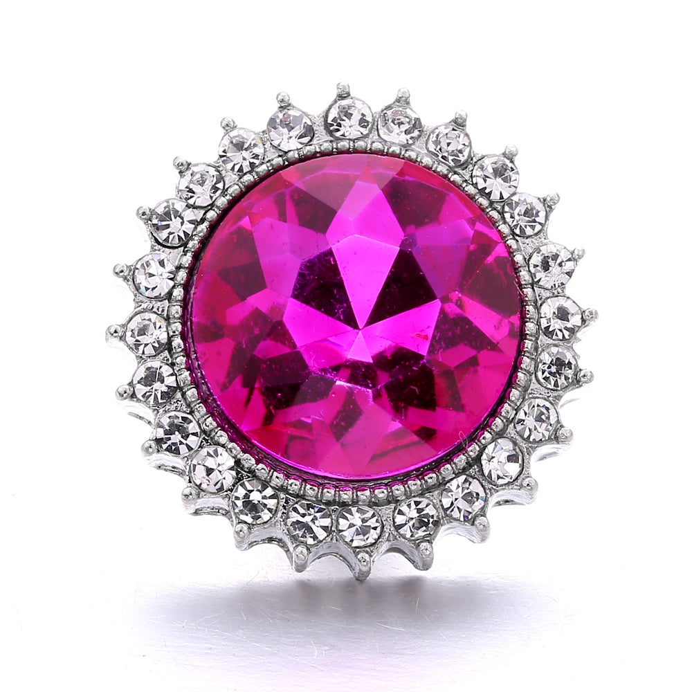 18mm Pink Crystal Snap Charm | Replaceable Rhinestone Charm Collection