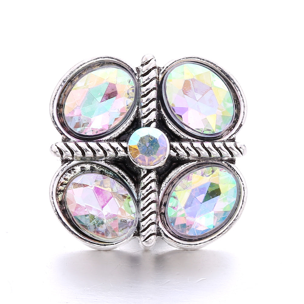 18mm Snap Button Interchangeable Charms Shifting Color Shiny Rhinestone Zinc Alloy Charms